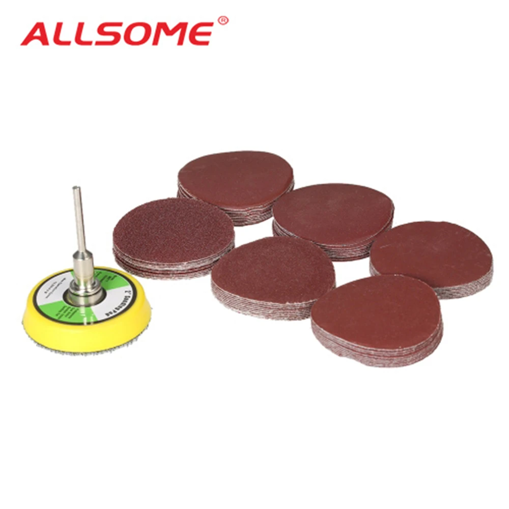 

ALLSOME 60PCS 50mm 2" Sander Disc Sanding Disk 100-2000 Grit Paper with 2inch Abrasive Polish Pad Plate for Dremel Rotary Tool