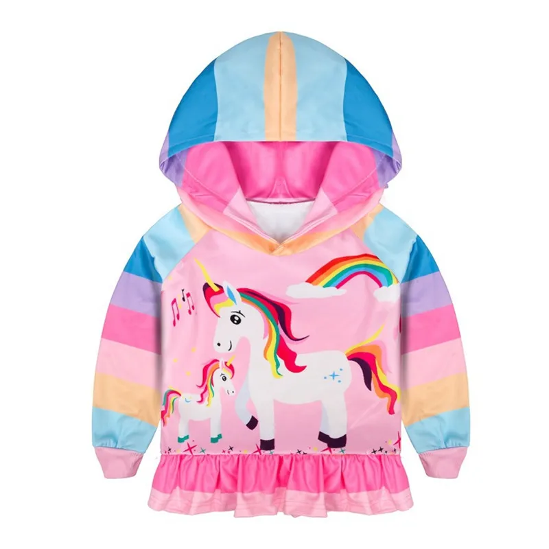 Top Brand Stripe Unicorns Hoodies New Arrival Sweaters Girls Autumn Spring Fashion Clothing Jackets Tops Girls Shirts