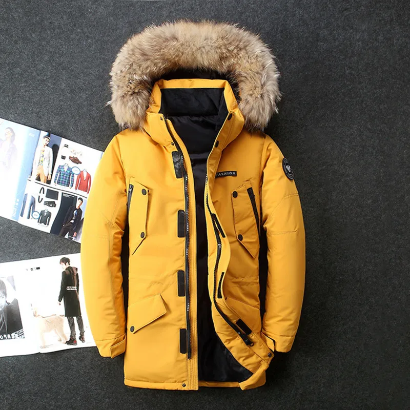 Top Grade Winter Men's Coat 2022 Men's Down Jacket Hooded X-Long Down Jacket Real Fur Mens Thick Warm Windbreaker Jacket Coats