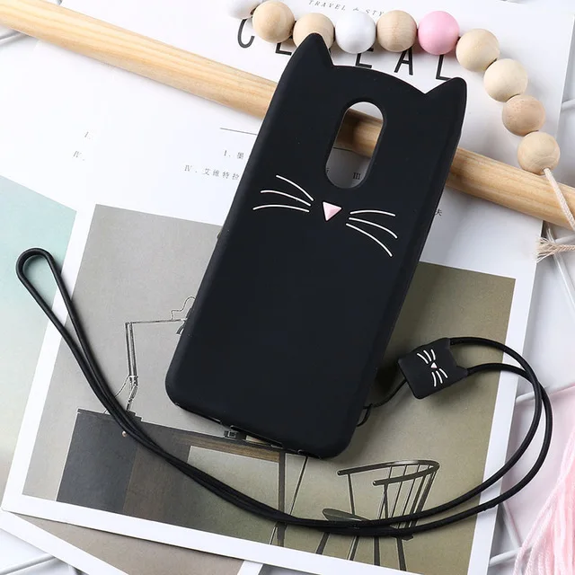 Мягкий чехол из ТПУ с 3D кошачьими ушками для Xiao mi Red mi Note 7 6 5 ...