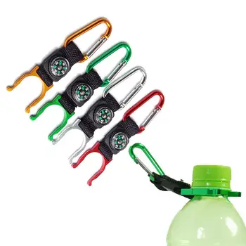 

Portable Aluminum Water Bottle Buckle Bottle Convenient Carrying Clip Hook Holder with Compass D-Ring Hook Camping Random 4Pcs
