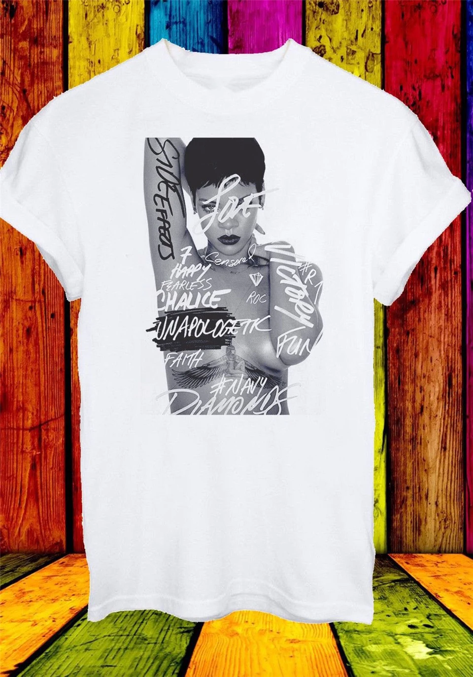Robyn Rihanna Fenty Singer Barbados Album Cover Мужская и женская футболка унисекс 336 для бодибилдинга