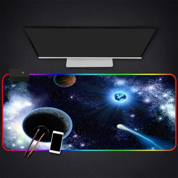 

RGB Mouse Pad Large Gaming Luminous Waterproof Non-slip Rubber Desk Mat Nebula Anime Mousepad Computer Laptop Keyboard Desk Pad