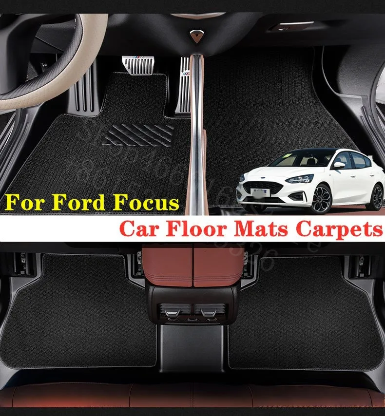 Puou для Ford Focus автомобильные коврики, ковры, передний и задний полный набор, пользовательские автомобильные накладки для ног, автомобильные водонепроницаемые ковровые покрытия