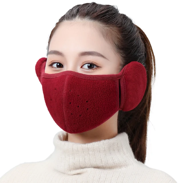 Fashion Winter Half Face Mask Thermal Fleece Ear Mouth Cover Neck Warmer Windproof Cycling Snowboard Ski Hiking Sport Scarf wine red new