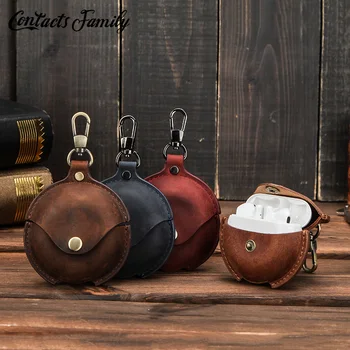 

Luxury retro genuine cowhide leather coin purse women vintage casual hasp wireless earphone cases for HUAWEI Freebuds 3 mini bag