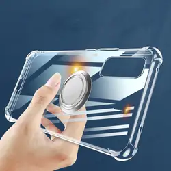 Clear Shockproof Phone Case with Ring Stand Cover - Samsung S10 Lite (Beige)