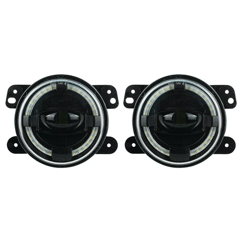 

for Jeep Wrangler JK TJ LJ Grand Cherokee 4 Inch Round Car Led Fog Light 4D Projector Lens White Halo DRL Fog Lamps