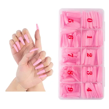 

GW 1 Box/500pcs Tips Natural Color Half Cover Fake False French Nail Art Artificial Acrylic Gel UV Manicure Set DIY Nail Art Tip