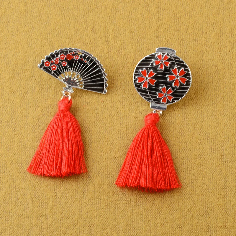 

And Wind Creative Drip Glaze Fan Lantern Tassels Vintage Alloy Oil Drop Brooch Brooch Cowboy Bag