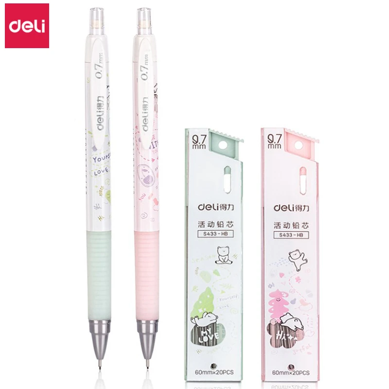 Deli Cute Mechanical Pencils 0.5mm 0.7mm Kawaii Lead Pencil Refills