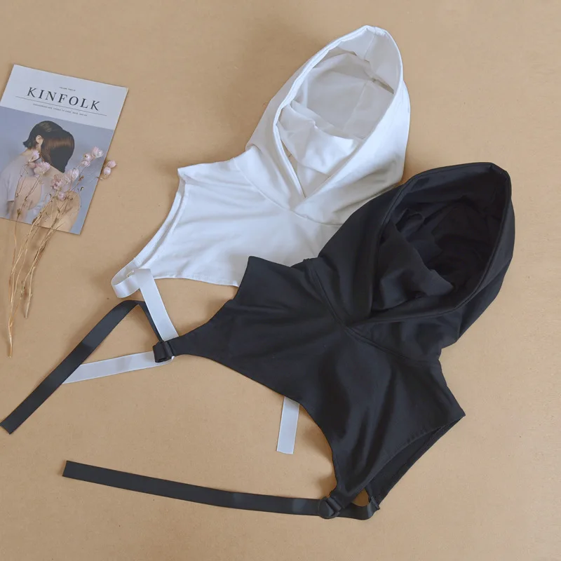 Кроп худи с капюшоном и высоким воротником кроп топ женская мужская панковская