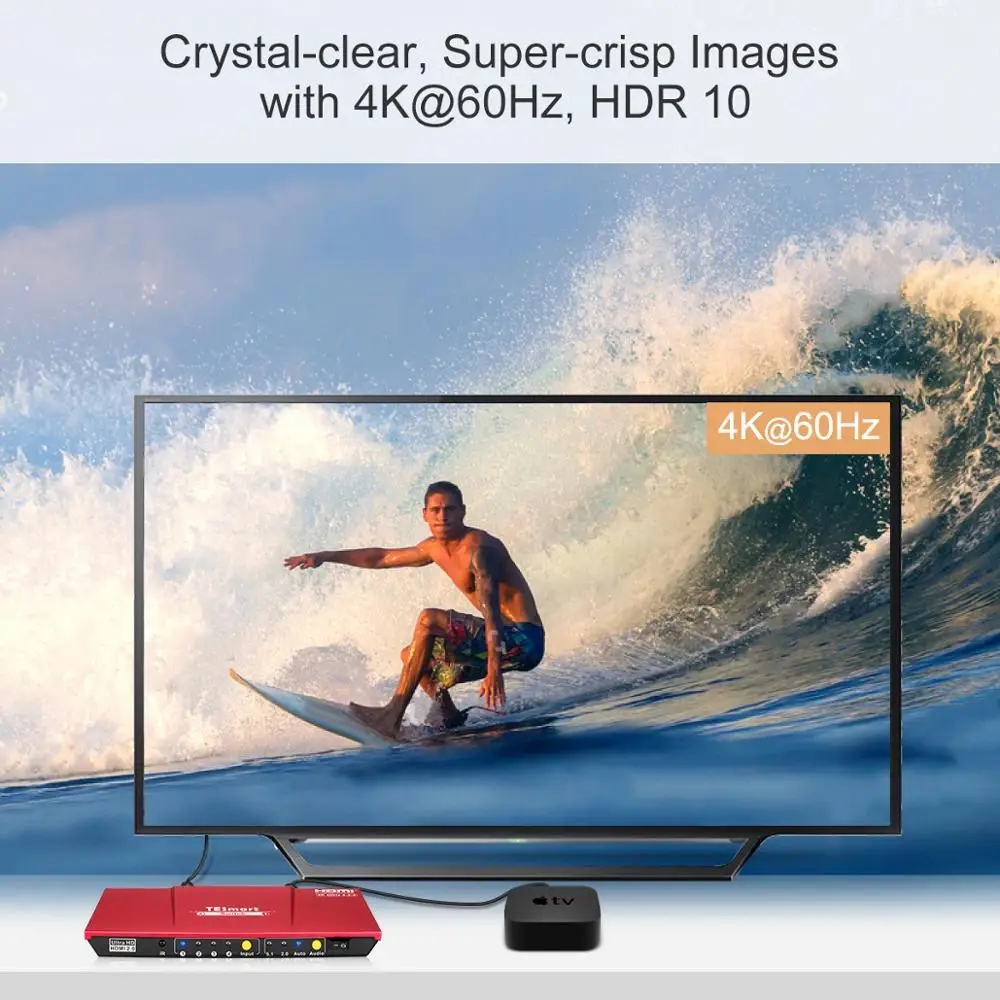 HDMI выключатель 4 в 1 с S/PDIF и L/R аудиовыходом поддержка HDTV 4K @ 60 Гц 4:4:4 ИК пульт