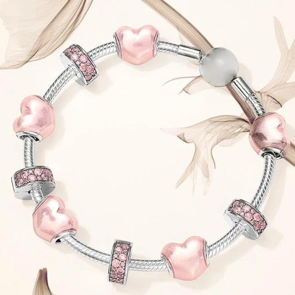 

925 Silver 1:1 Glittering Moments Successful Fecho Pulsing The Encount Of The Romantic Heart Of Valentine's Present On Set Day