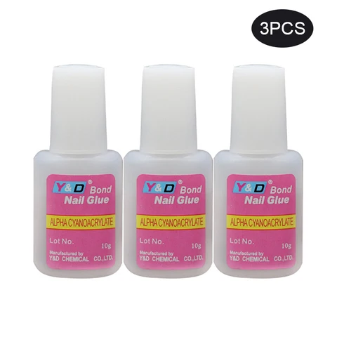 Art Glue Set for Fake Nail Fast-Dry Adhesive Acrylic False Tips 3D Decoration Nail Rhinestone Nail Glue Manicures Tool