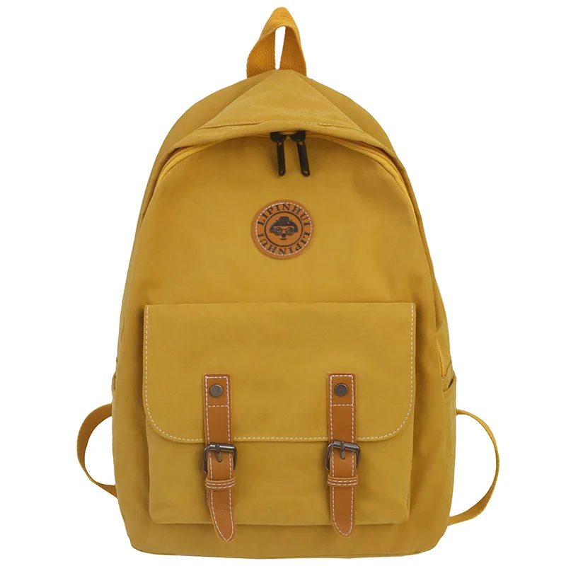 Модный рюкзак из хлопка с пряжкой, милые женские школьные сумки для девочек-подростков, рюкзаки Kawaii Harajuku, Женская Роскошная сумка - Цвет: yellow