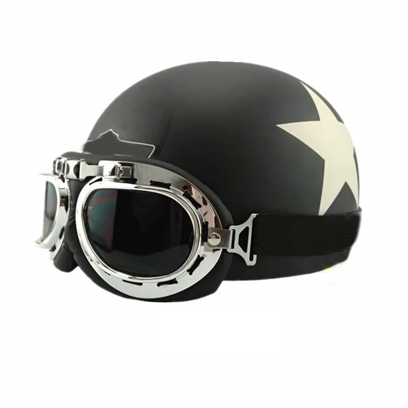 Половина шлем съемный кожаный чехол в стиле ретро Для мужчин Для женщин мотоциклетный шлем высокого качества для верховой езды шлем с очками на все сезоны