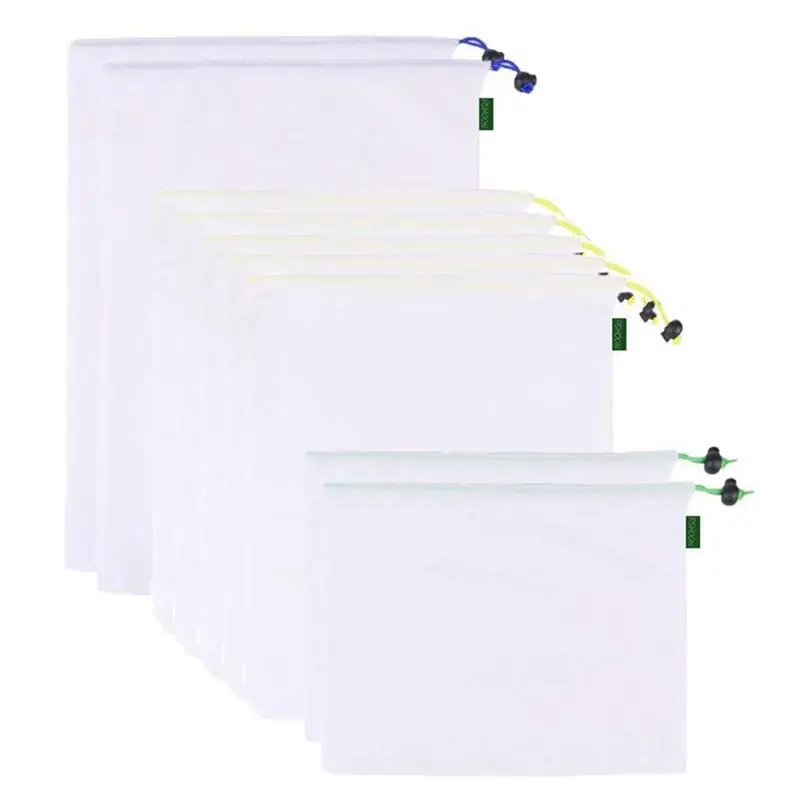 AUAU-многоразовые сетчатые мешки для производства, экологически чистые мешки для производства фруктов и овощей с завязками для покупок и хранения