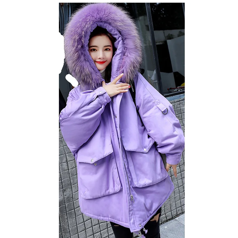 

Short Irregular Hem Students Cotton-padded Jacket 2018 Winter Style Zipper Cotton-padded Clothes Cotton Coat Hooded with High Im