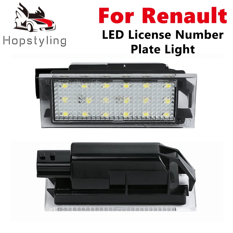 

2Pcs Xenon White Car LED License Plate Lights Lamp for Renault Clio 2 3 Kadjar Twingo Espace Laguna 2 Master Megane Trafic Wind