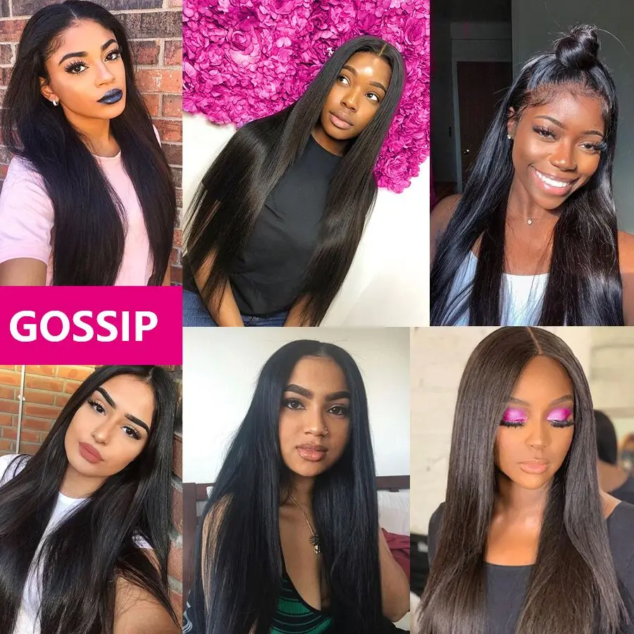 13x4 Lace Front Human Hair Wigs Straight Pre Plucked Hairline Baby Hair Gossip 150% Density Malaysian Remy Hair Lace Front Wigs (5)