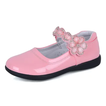

Hot Flower Rhinestone Girls Princess Shoes Spring Patent Leather Girls Kids Shoes for Dance Party Child Girl Single Shoe