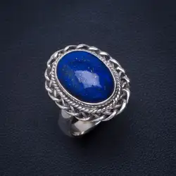 Натуральный Лазурит ручной работы уникальный кольцо из стерлингового серебра 925 5,75 B1139