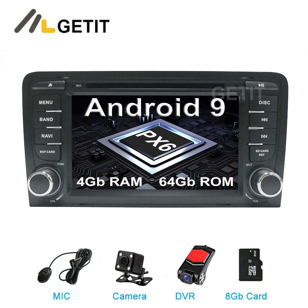 DSP 64G PX6 Android 9 автомобильный DVD стерео радио gps для Audi A3 2003 2011|Мультимедиаплеер авто|