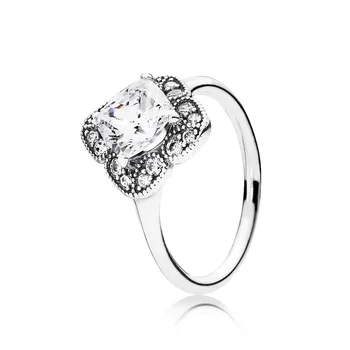 

Authentic 925 Sterling Silver Crystalized Floral Fancy Europe Ring For Original Women Bead Charm Gift DIY Jewelry