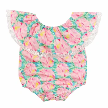 

2019 Summer Newborn Kids Baby Boy Girl Infant Floral Ruffle Cotton Elastic band Bodysuit Outfit Clothes