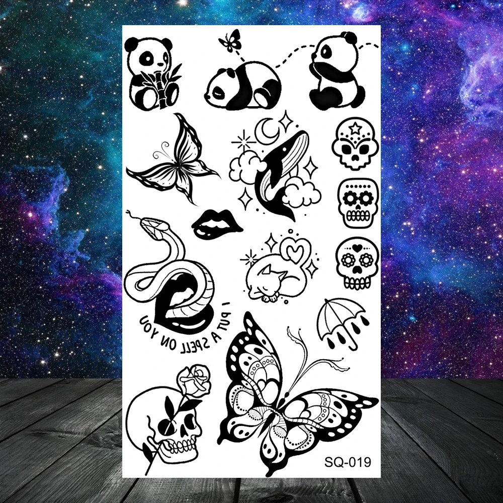 Pirate anchor rose flower temporary tattoos for women adult kids lion skull dragon snake fake tattoo neck arm hands small tattoos tattoo sticker temporary tattoos