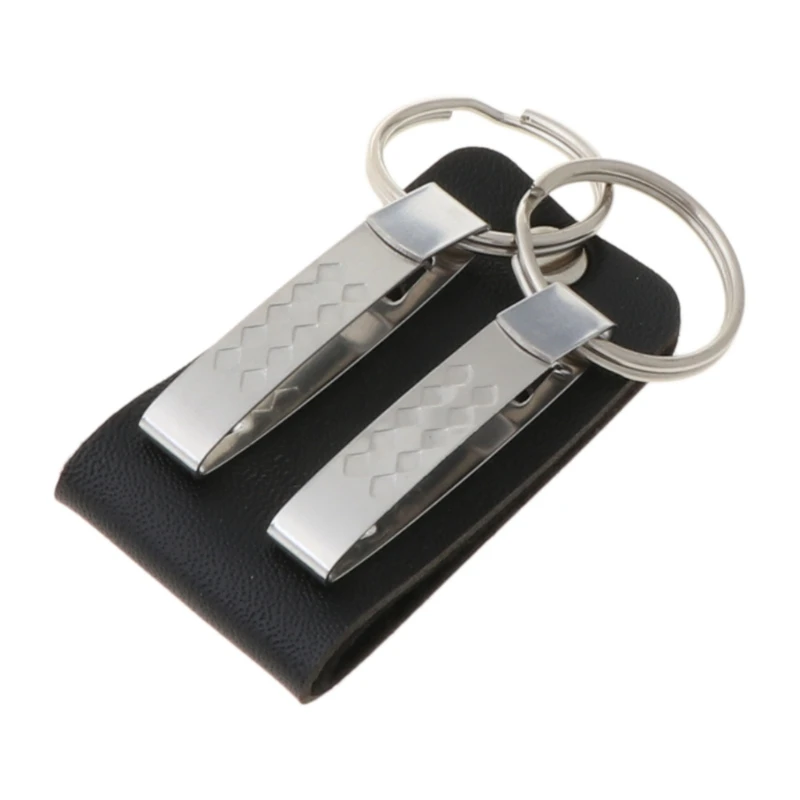 SEIWEI 2 Portachiavi In Acciaio Inox E Pelle Con Anelli Rimovibili E Clip Rapida - 7x2 Cm, Argento - 3