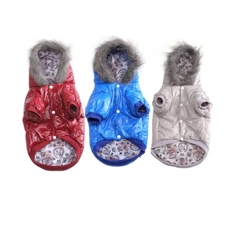

Pet Soiled Hooded Cotton-Padded Coat With Winter Fur Collar for Small and Medium Sized Dogs