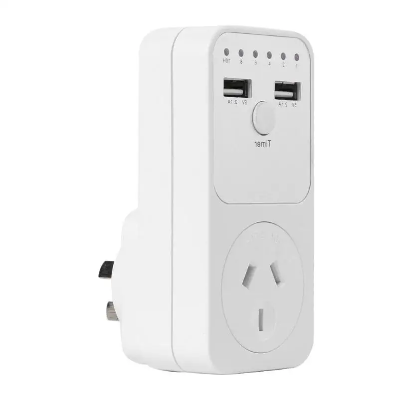 Timer Outlet AU UK FR BR EU Plug Timing Switch Socket USB Charger Adapter