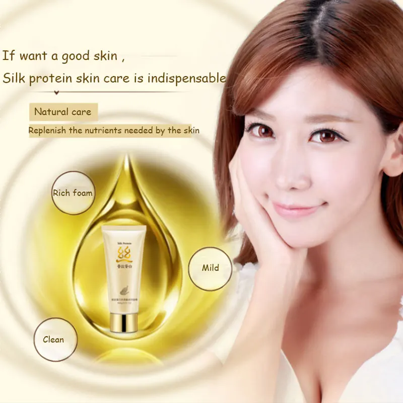 BIOAQUA Silk Protein Collagen Deep Cleaning Pore Blackhead Removal Acne Treatment Face Skin CareWhitening Moisturizing Cleanser