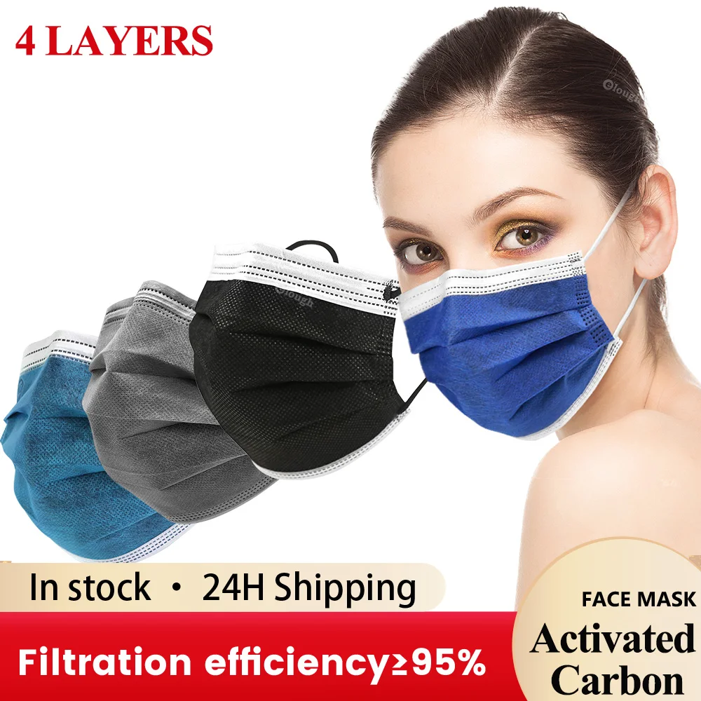 

Disposable Protective Face Mask Activated Carbon Mask filter Respirator Mascarillas Quirurgicas Homologadas Safety masks 4ply