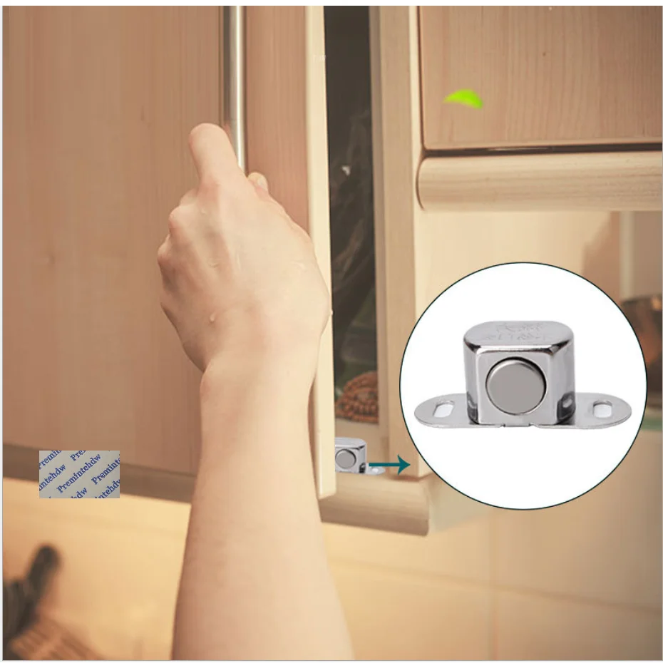 Stainless Steel Furniture Cabinet Cupboard Magnetic Door Catch Latch Magnet Cabinet Hardware Fittings With Screws 20Pcs
