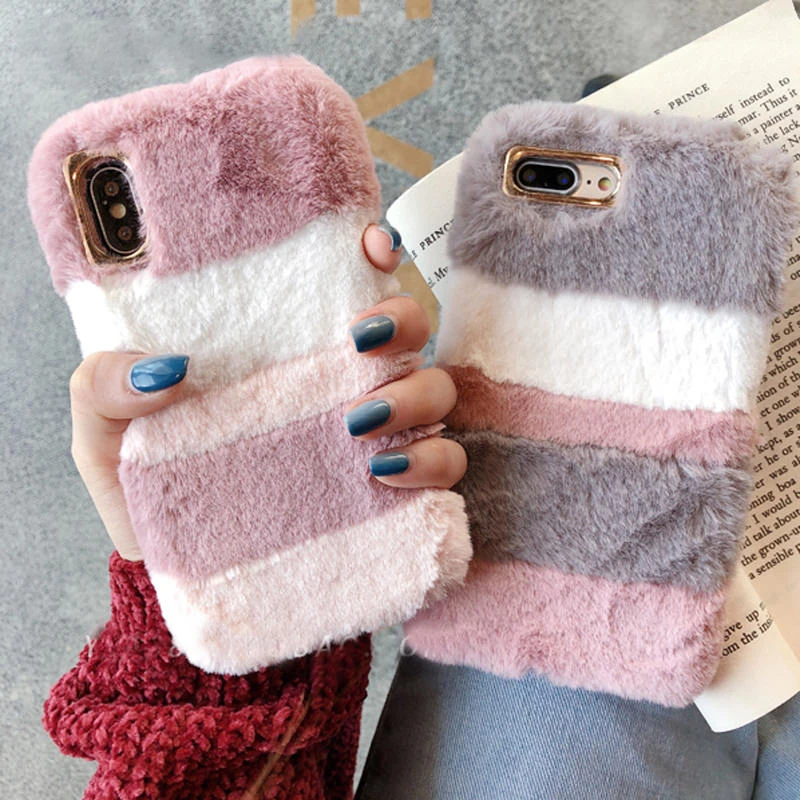 

Rabbit Ears Fur Plush Phone Case For Samsung Galaxy A10 A20 A30 A40 A50 A60 A70 A40S A80 A90 A10S A20S A50S A30S A20E A10E Case