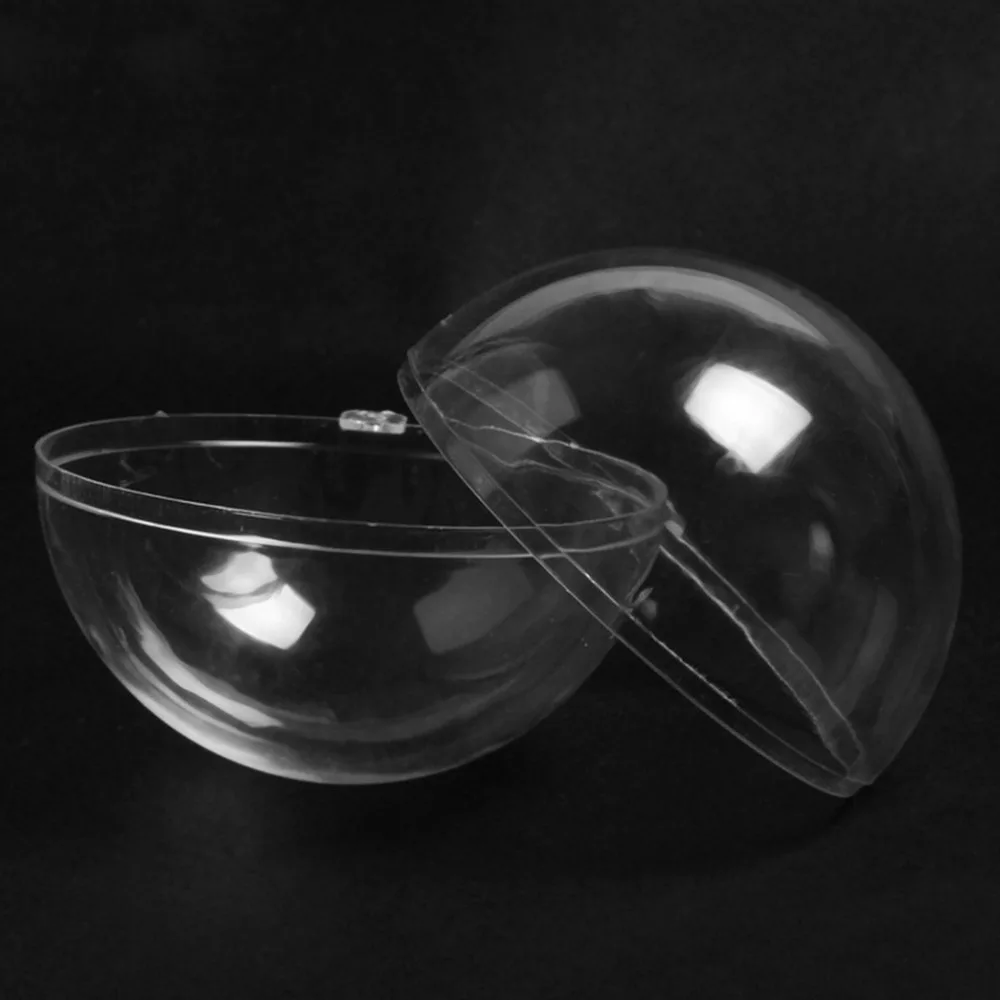AMW Durable Round Shape Christmas Decorations Transparent Ball Plastic Clear Can Open Decorative Ball Home Ornament Gift
