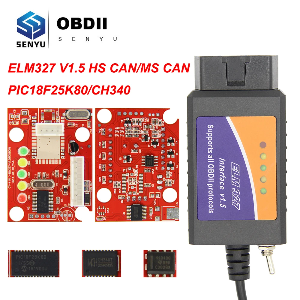 ELM 327 V1.5 FORScan для Ford C18F25K80 ELM327 OBD2 USB сканер CH430 HS CAN/MS CAN для Ford OBD 2 OBD2 автомобильный диагностический инструмент