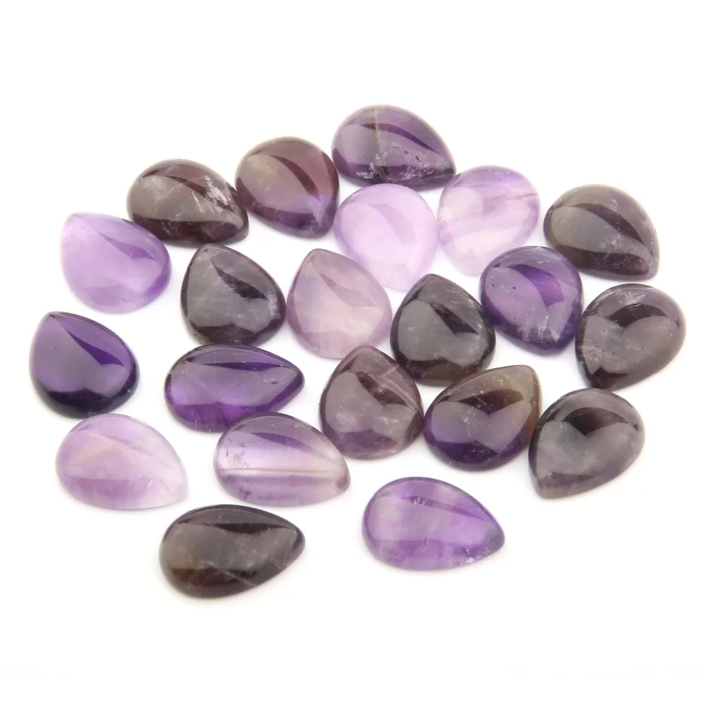 

Natural Stone Amethyst Cabochon Beads Flat Back Water Drop Shape No Hole Loose Beads For jewelry making DIY Ring accessories