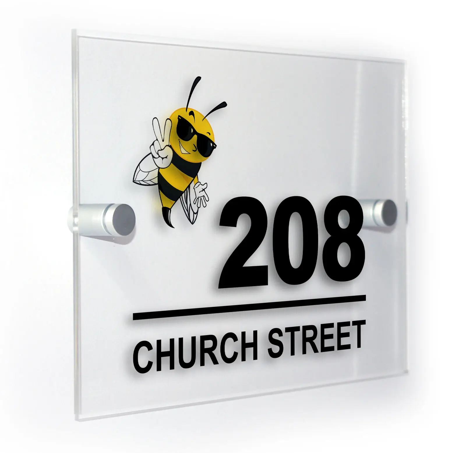 Cool Honey Bee Modern Style Personalised House Number Acrylic Sign Plaque number | Обустройство дома