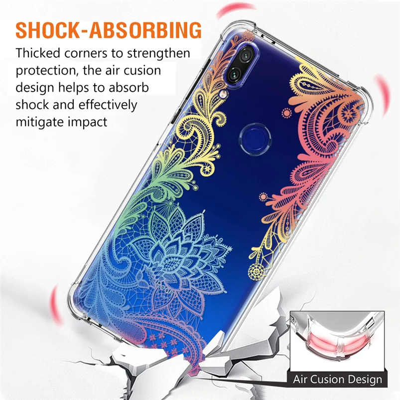 Прозрачный чехол с цветочным кружевом для iphone 11 Pro XS Max XR X 8 7 6 6S Plus блестящий