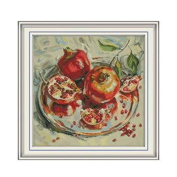 

Chinese Cross Stitch Kits Pomegranate Patterns Printed on Canvas 14ct 11ct DMC Embroidery Kit Counted DIY Needlework Home Decor