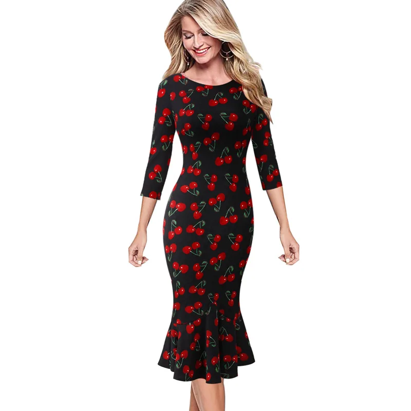 Vfemage женские элегантные винтажные Pinup одежда для работы, офиса, бизнеса, повседневные Коктейльные Вечерние облегающие платья-карандаш, платье русалки 1053