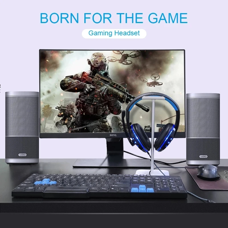 LED Light Stereo Gaming Headset Wired Game Headphones With Mic Volume Control Over Head Earphone For PS4 XBOX PC Gamer Fones