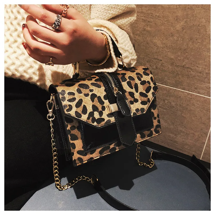 Leopard Print Small Flap Bags Women Bag Over Shoulder Luxury Handbags Women Bags Designer Lady Leather Plush Messenger Bag