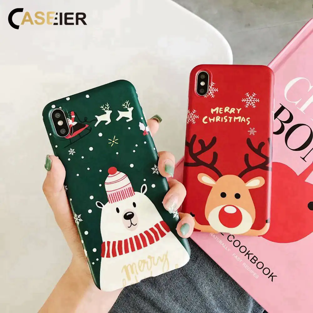 Рождественский чехол caseier для iPhone 11 Pro XS MAX XR X 7 8 6 6s мягкий Funda Plus чехлы |