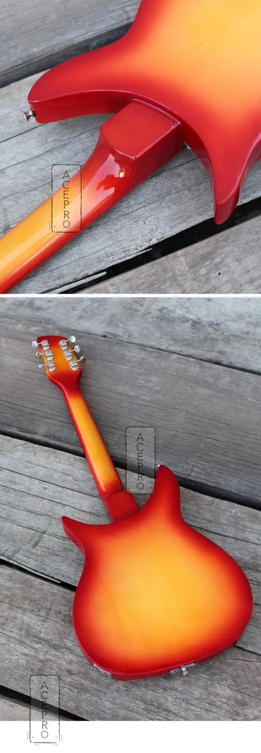 Электрическая гитара с полуполым корпусом и F отверстиями Cherry Burst три мини