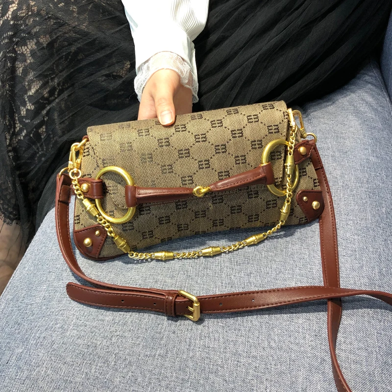 

Fashion Vintage Printing Messenger Bags for Women Classic Chain Shoulder Crossbody Bags Female Casual Handbags Louis Brand CC GG